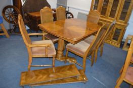 Drawer Leaf Dining Table with Oak Quartered Panel