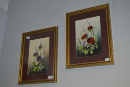 Pair of Framed Flower Print by Clem Spencer