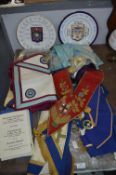 Masonic Items Including Sashes, Aprons, etc.