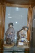 Pair of Lladro Figurines - Japanese Tea Serving La