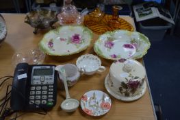 Pottery and Glassware Including Candle Lamp and a