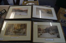 Framed Winter Scenes - Shepherds and Their Flock