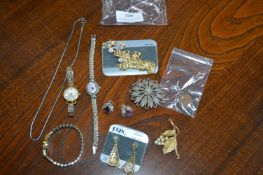 Costume Jewellery Including Watches, Brooches, Ear