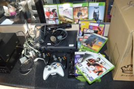 Xbox 360 with Controllers and Games