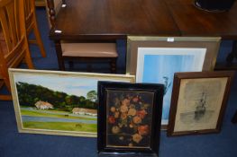 Four Framed Pictures and Prints Including Signed S