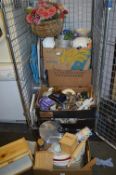 Cage Lot Including Six Boxes of Household Goods, K