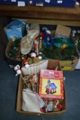 Three Boxes of Christmas Decorations, Lights, etc.