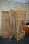 Pair of Triple Folding Woven Rattan Screens