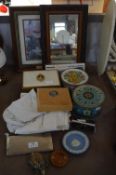 Vintage Items Including Linens, Tins, Mirrors, etc