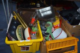 Two Boxes Vintage Household Items, Milk Bottles, e