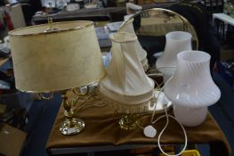 Three Table Lamps and a Mirror