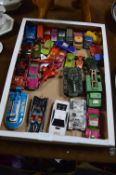 Box Containing Diecast Model Cars, Tanks, Planes and Boats