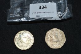 £2 coin and a 50 Pence Piece