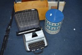 Magazine Rack, Typewriter, Cake Tins, etc.