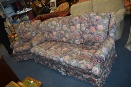 Floral Upholstered Three Seat Sofa and Matching Ar