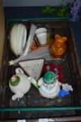 Pottery Items Including Golf Teapots, etc.
