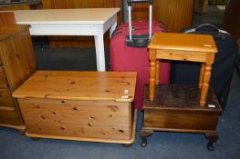 Pine Toy Chest and Two Stools