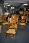Six Carved Oak Dining Chairs with Upholstered Seat