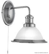 1 x Bistro Satin Silver Wall Light With Acid Glass Shade - Ex Display - CL298 - Ref: J166