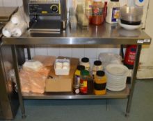 1 x Stainless Steel Preperation Counter With Undershelf - H90 x W120 x D60 cms - Ref BB186 PTP - CL3
