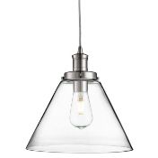 1 x Pyramid Chrome Pendant Light With Clear Glass Shade - Ex Display Stock - CL323 - Ref: 3228CC/PAL