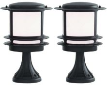 Pair Of Stroud Black Aluminium IP44 Bollard Light Polycarbonate Diffuser - New Boxed Stock - CL323 -