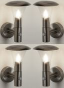 4 x Strand Ip44 Stainless Steel Outdoor Wall Lights With Clear Polycarbonate Diffuser - New Boxed
