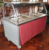 1 x Commercial Catering Server With Hot Plates, Warming Cupboards and Gantry Heater - Stainless Stee