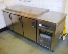1 x Infrico Refrigerated Counter With Pizza / Salad Topper - H84 x W196 x D72 cms - Ref BB477 1855 -