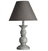2 x Searchlight Washed Wood Grey Table Lamp with Spindle Ball Base - Ex Display Stock - CL323 - Ref: