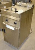 1 x Valentine Freestanding Electric Twin Basket Fryer - Approx 15 Litre Capacity - Easy Clean Stainl