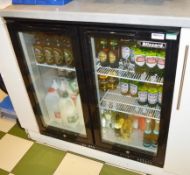 1 x Blizzard Two Door Backbar 90cm Bottle Cooler in Black - Ref BB507 1855 - CL351 - Location: Chorl