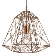 1 x Copper Geometric Cage Frame Pendant Light - New Boxed Stock - CL323 - Ref: 7271CU / PalH - Locat