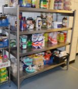 1 x Stainless Steel Four Tier Commercial Kitchen Shelving Rack H153 x W150 x D59 cms - Ref BB196 TF