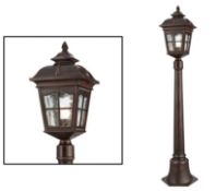 1 x Pompeii Brown Stone Aluminium IP44 Outdoor Post Light - 108cm Height - New Boxed Stock - CL323 -
