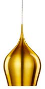 1 x Vibrant Anodised Aluminium Gold Bell Light Pendant With Braided Height Adjustable Cord - New Box