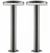 2 x Stainless Steel IP44 LED Outdoor Bollard Lights With Polycarbonate Diffusers - Anti Vandal Resis