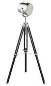 1 x Stage Light Black Floor Lamp With Stylish Chrome Shade - New Boxed Stock - CL323 - Ref: 3013 / P