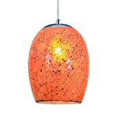 1 x Crackle Orange Mosaic Glass Dome Fitting With Satin Silver Trim - New Boxed Stock - CL323 - Ref: