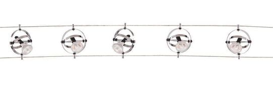 1 x Five Light LED Cable Kit With Adjustable Gyroscope Light Heads - Chrome Finish - Ex Display Stoc