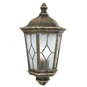 1 x Imperial Outdoor Single Light Wall Bracket in Black & Gold With Lead Glass Panels - New Boxed St