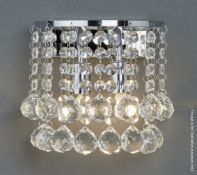 1 x Hanna Chrome 2 Light Round Wall Bracket With Clear Crystal Balls - Ex Display Stock - RRP £67.20