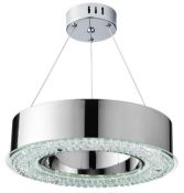 1 x Halo Chrome Led Pendant Light With Clear Crystal Decoration, With Adjustable Height - New Boxed