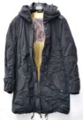 1 x Steilmann Kirsten Size 12 Womens Coat In Navy - Features A Concealed Hood In Collar, And a Gold