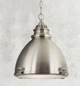 1 x Satin Silver Dome Pendant With Frosted Glass Diffuser - New Boxed Stock - CL323 - Ref: 1294SS /