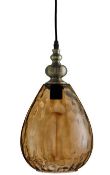 1 x Indiana Antique Brass Pendant Light With Dimpled Glass Shade - New Boxed Stock - CL323 - Ref: 20