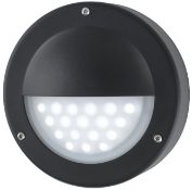 1 x Black Ip44 18 Led Circular Outdoor Die Cast Aluminium Wall Light With Acid Glass - Ref: J224