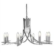 1 x Ascona Chrome 8 Light Fitting With Clear Glass Sconces - Brand New Boxed Stock