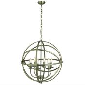 1 x Orbit Antique Brass 6 Light Spherical Pendant Light - Brand New Boxed Stock