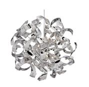 1 x Curls Chrome 12 Light Pendant Fitting With Crystal Bead Decoration - Ex Display Stock - CL323 -